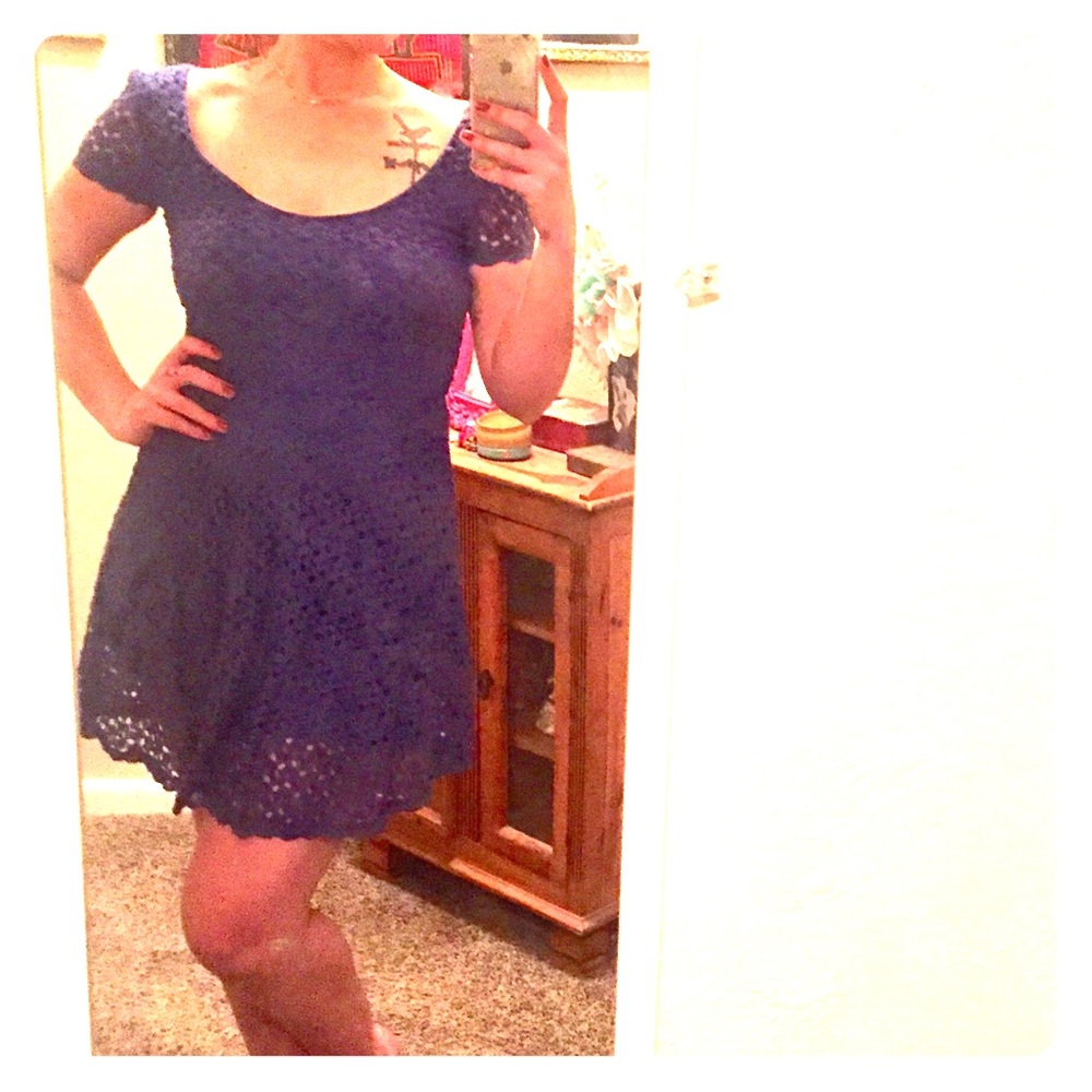 Purple eyelet skater dress